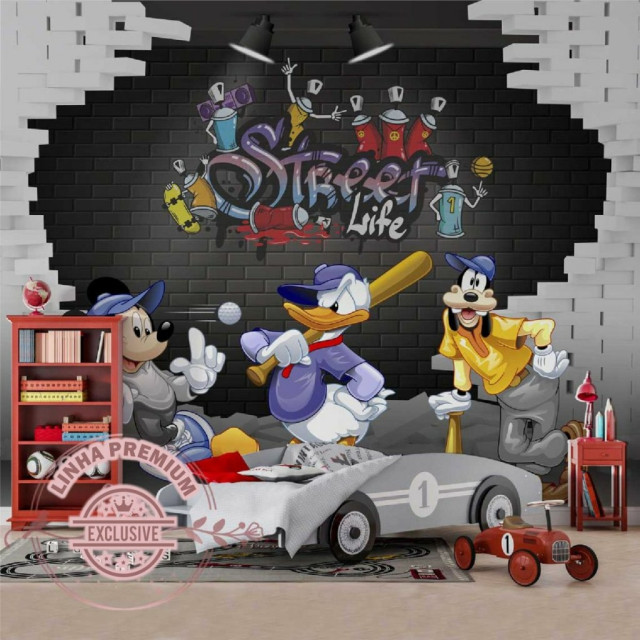 Papel De Parede Personalizado Mickey Street Life