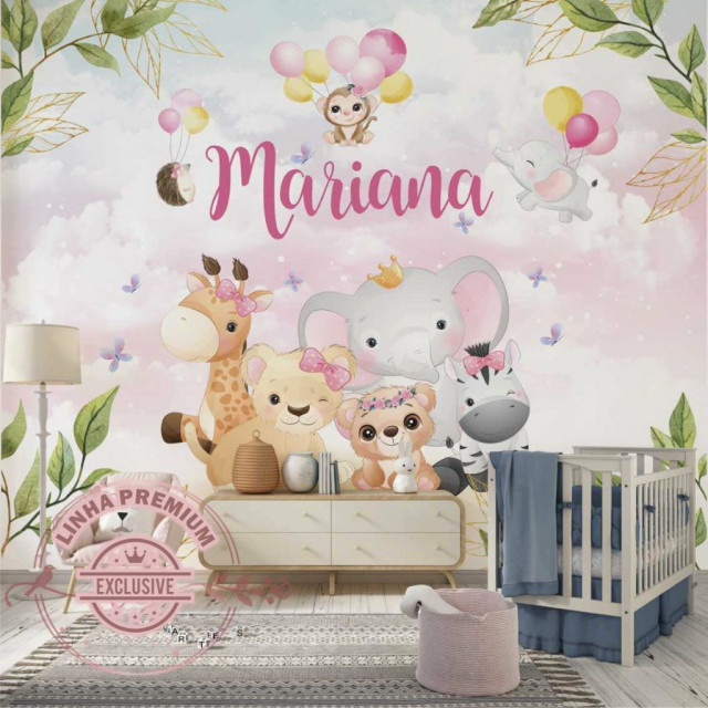 Papel De Parede Personalizado Mundo Animal Cute