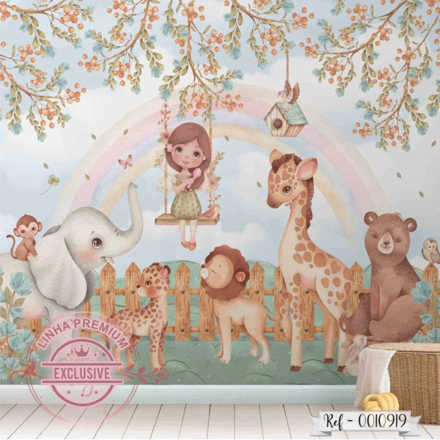 Papel de Parede Personalizado Animais Baby Feliz Cute