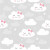 Papel de Parede Baby Nuvens Cute fundo Cinza