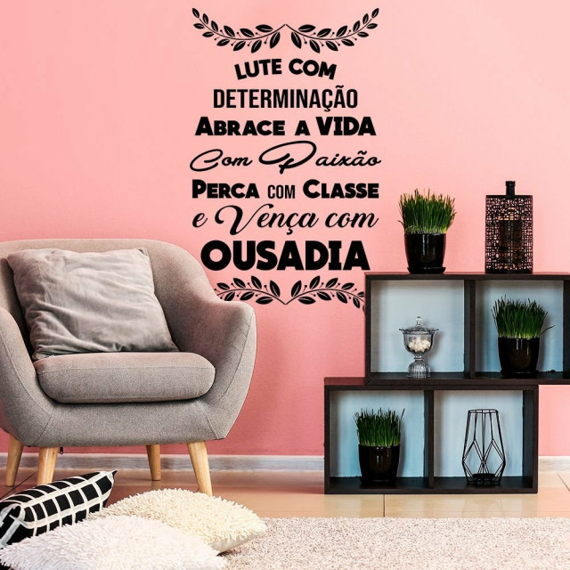 Adesivo Decorativo Frase " Determinação, Paixão e Ousadia