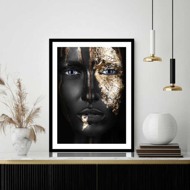 Quadro Decorativo Mulher Dourado Dandara