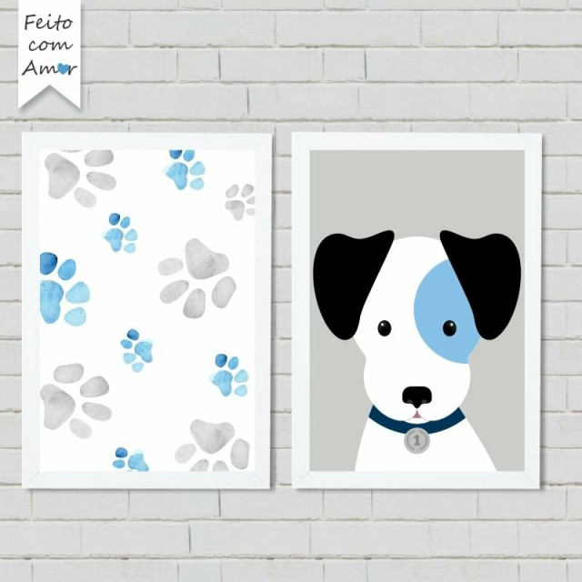 kit de Placas Decorativa Pegadas Dog Cute