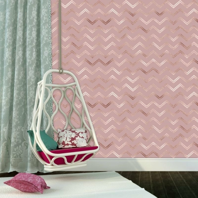 Papel de Parede Chevron Rose Dalila