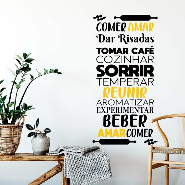 Adesivo Decorativo Frase "Comer e Amar