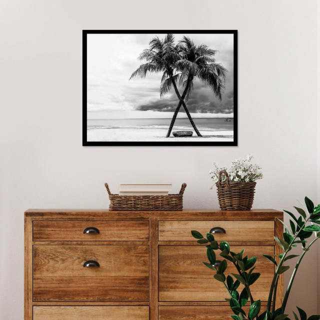 Quadro Praia Preto e Branco Beach Black