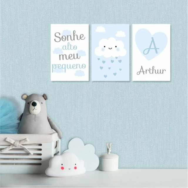 Kit de Placas Decorativas Chuva de Amor Azul