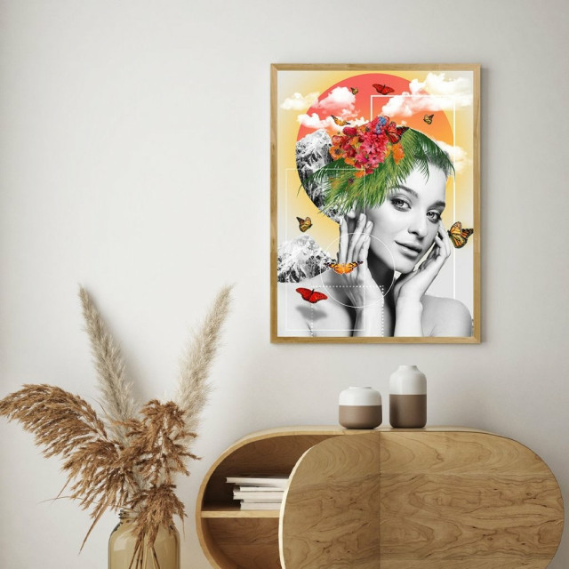 Quadro Decorativo Mulher Flores Pop