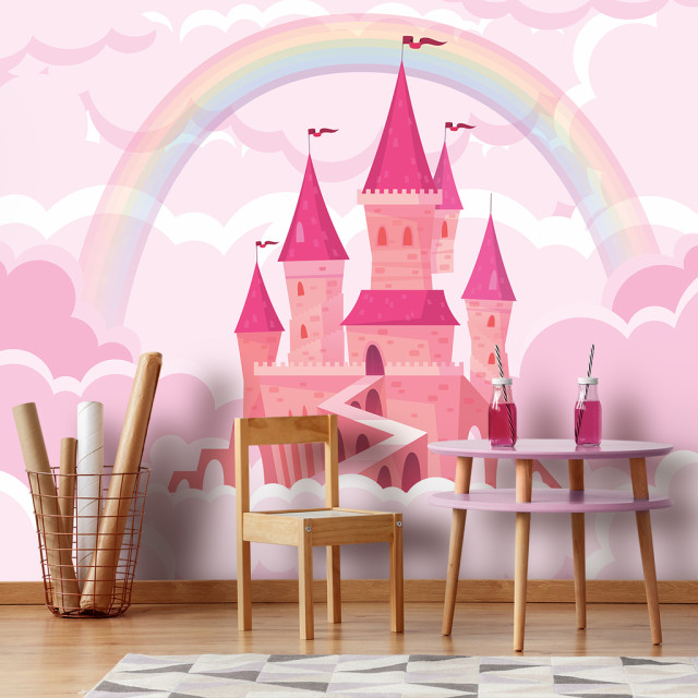 Papel De Parede Personalizado Castelo Princesas Com Arco-Íris