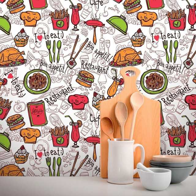 Papel de Parede Para Cozinha I Love Eat