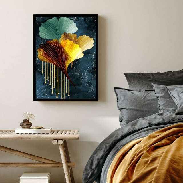 Quadro Decorativo Abstrato Gotas Douradas