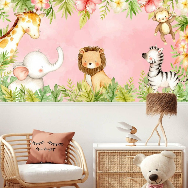 Papel de Parede Personalizado Lovely Safari Pink