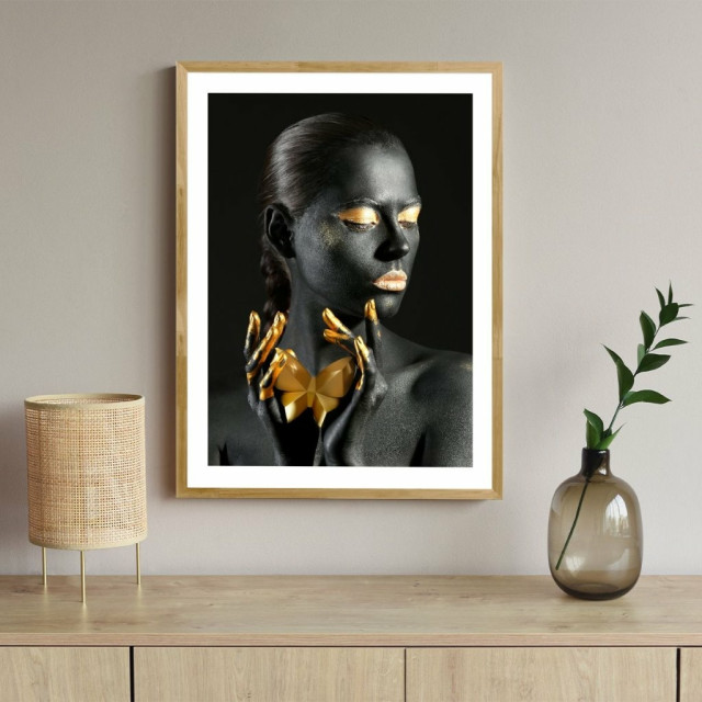 Quadro Decorativo Mulher Dourado Darline