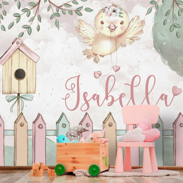 Papel De Parede Personalizado Bird Cute Aquarela