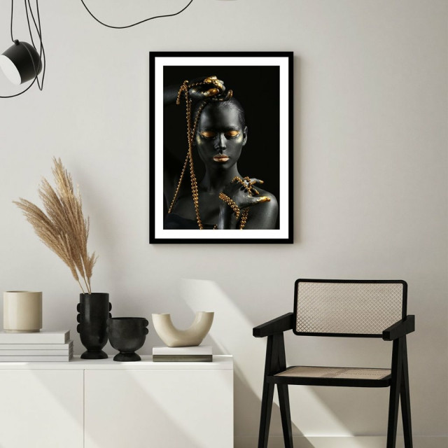 Quadro Decorativo Mulher Dourado Zuri