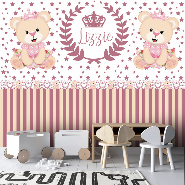 Papel De Parede Personalizado Ursinhas Princesas Bebê