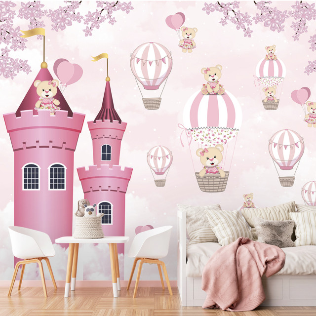 Papel De Parede Personalizado Castelo Rosa das Ursinhas