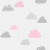 Papel de Parede Baby Nuvens Cute Cinza e Rosa