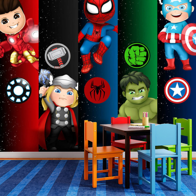 Papel De Parede Personalizado Heróis Marvel Cute