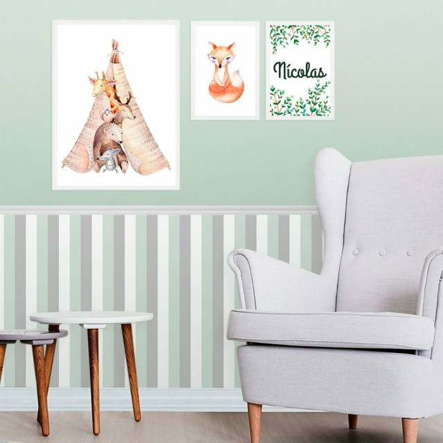 Kit Quadro Decorativo Floresta Cute