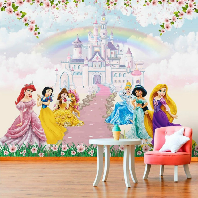 Papel De Parede Personalizado Princesas Na Passarela Do Castelo Encantado