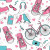 Papel de Parede Teen Girl Azul e Rosa