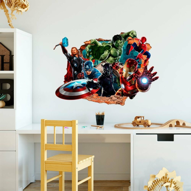 Adesivo Decorativo Buraco Falso 3D Marvel