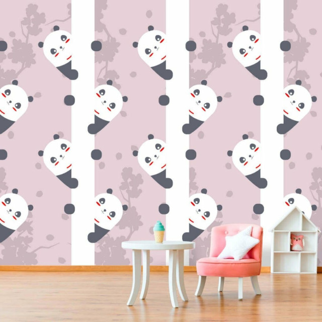 Papel de Parede Personalizado Panda Cute Rosa