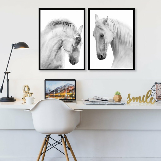 Kit Quadro Decorativo Cavalo Branco