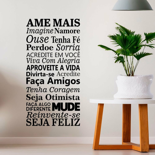 Adesivo Decorativo Frase "Ame Mais