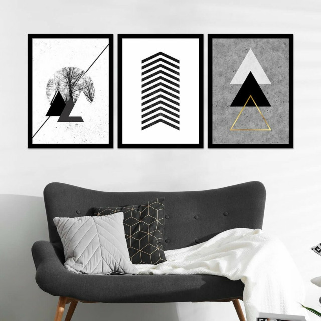 Kit Quadro Decorativo Elegant Triangles