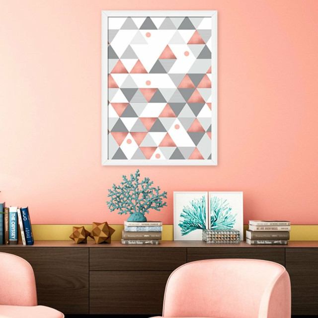 Quadro Decorativo Triângulos Rose Gold