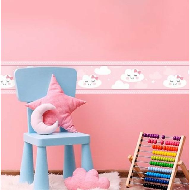 Faixa Decorativa Infantil Nuvens Rosa