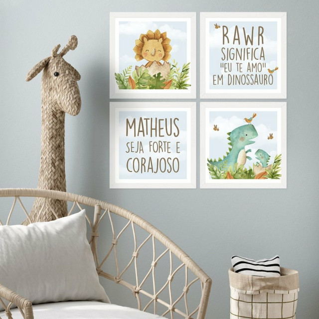 Kit De Placas Decorativas Safari Dino Baby