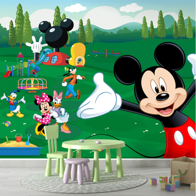 Papel de Parede Personalizado Alegria com a Turma do Mickey