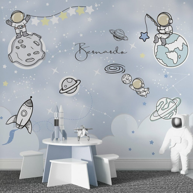 Papel de Parede Personalizado Aventura dos Astronautas