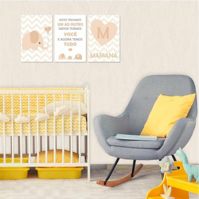 Kit de Placas Decorativas " E agora temos Tudo", Tons de Bege