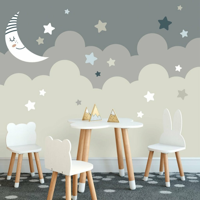 Papel de Parede Personalizado Lua e Estrelas Baby