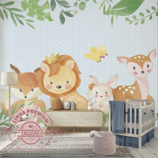 Papel De Parede Personalizado Animaizinhos Baby Cute