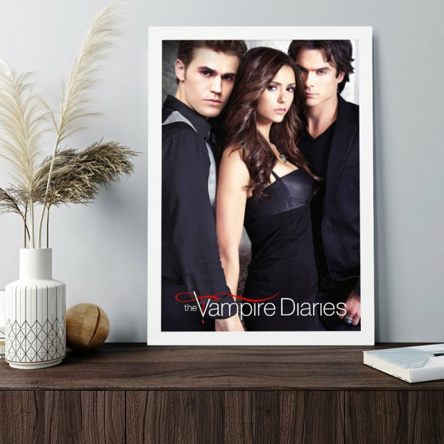 Placa Decorativa The Vampire Diaries Elena Damon e Stefan