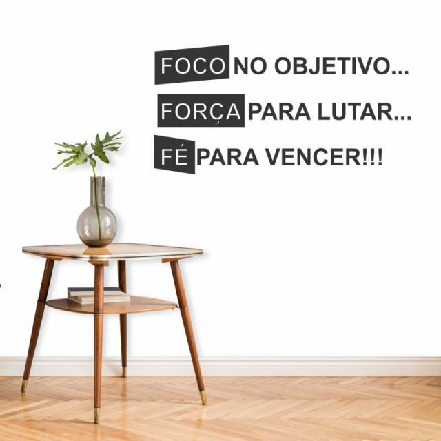 Adesivo Decorativo Frase ''Força, Foco, Fé''