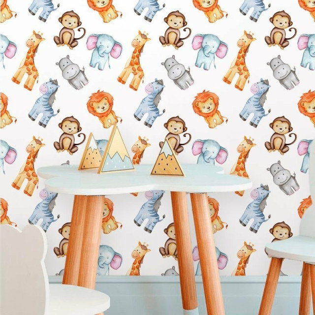 Papel de Parede Baby Safari Aquarela