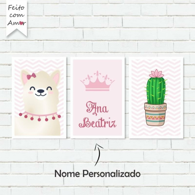 Kit de Placas Decorativas Lhamas Cute