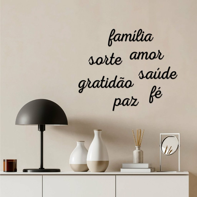 Palavra Decorativa de Parede Família Gratidão