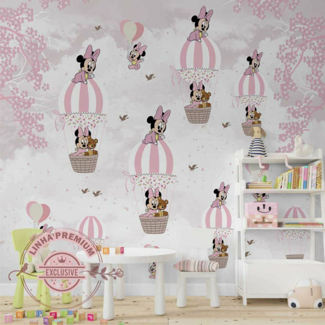 Papel De Parede Personalizado Minnie No Balão