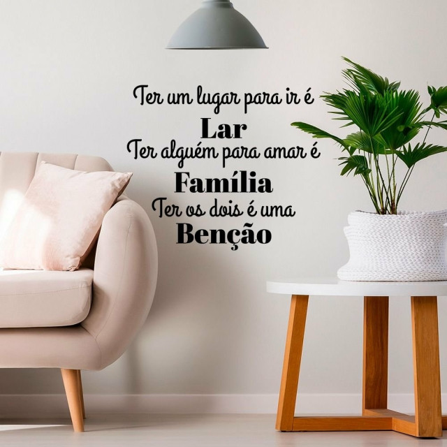 Adesivo Decorativo Frase "Lar, Família e Benção