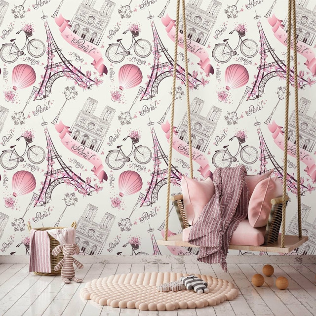 Papel de Parede Teen Paris Pink