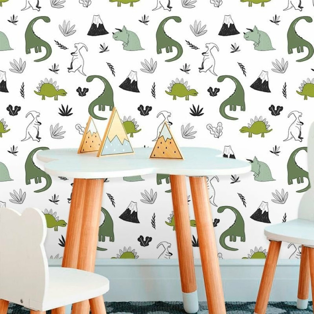 Papel de Parede Infantil Dinossauros Green