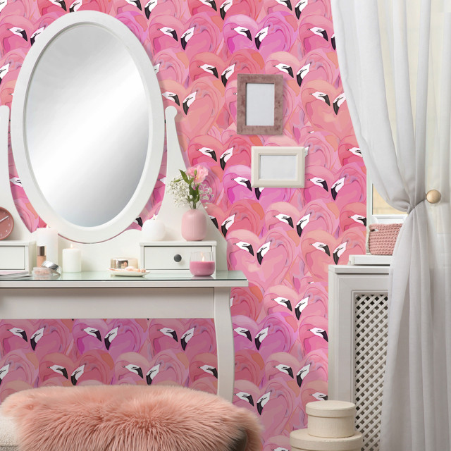 Papel de Parede Personalizado Flamingos Românticos