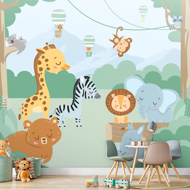 Papel De Parede Personalizado Zoo Baby